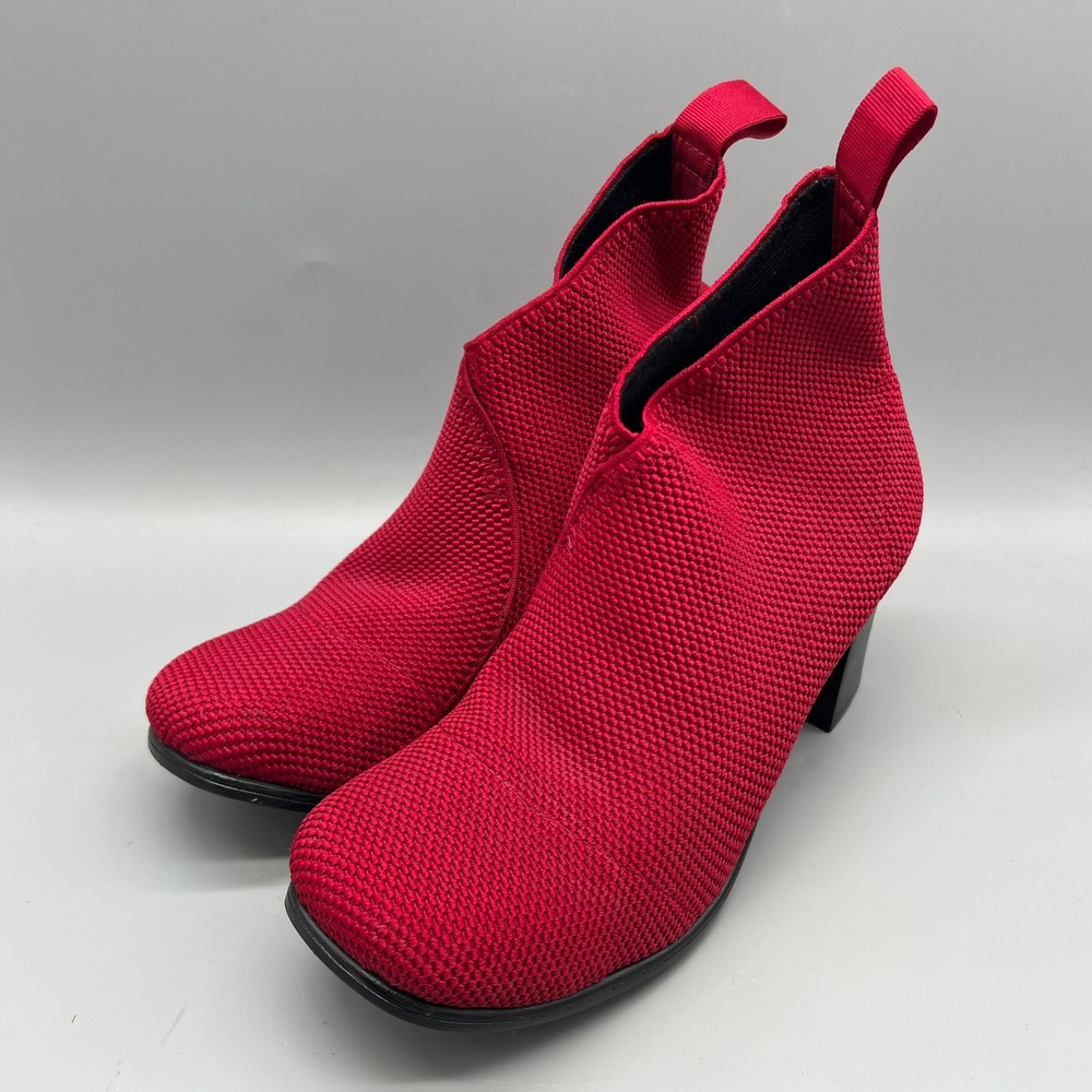 Charleston Shoe Company Red Knit‎ Sock Ankle Boots Block Heel Booties Womens 9